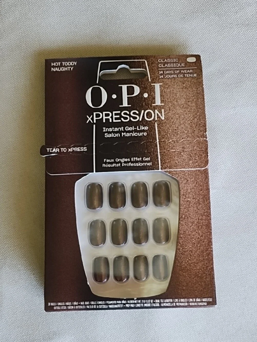 OPI Xpress/ON: Hot Toddy Naughty Brown + Kiss Core Pink Press On Nails